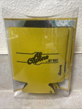 "Al Capone ...My Way" Yellow Can Cooler Koozies Set of 2 Made in USA NEW